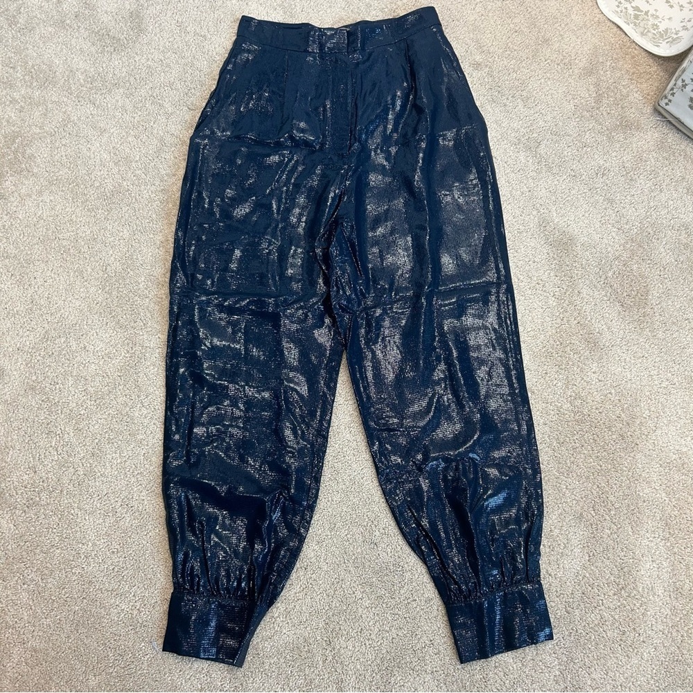 Simona Corsellini high-waisted trousers midnight blue Sz US 8/44 NWT - Picture 5 of 17